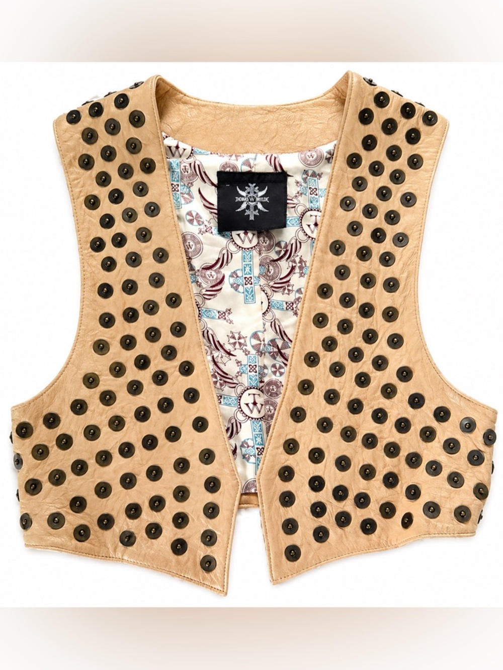 Thomas Wylde Studded Lambskin Leather Vest w/ Silk Lining – Excellent Condition